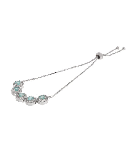 Jewels Nest Green Halo Crystal Adjustable Bracelet For Women