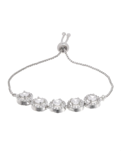 Jewels Nest Silver Plated White Stone Circle Design Bracelet
