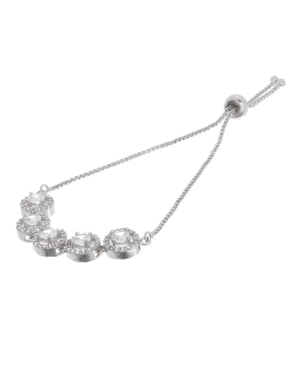 Jewels Nest Silver Plated White Stone Circle Design Bracelet