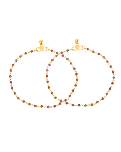 Jewels Nest Gold Tone Beaded Anklet For Women