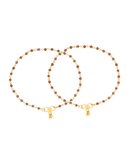 Jewels Nest Gold Tone Beaded Anklet For Women