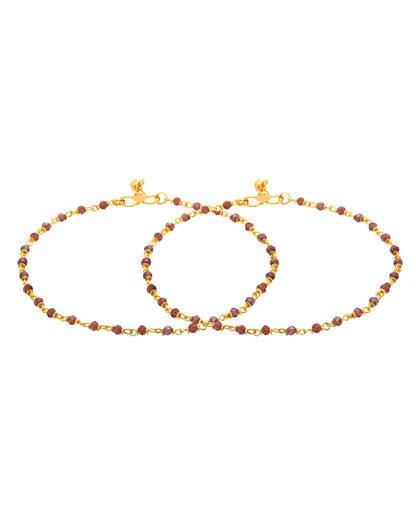 Jewels Nest Gold Tone Beaded Anklet For Women