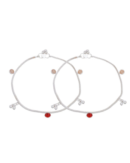 Jewels Nest Silver Charm Anklet For Women