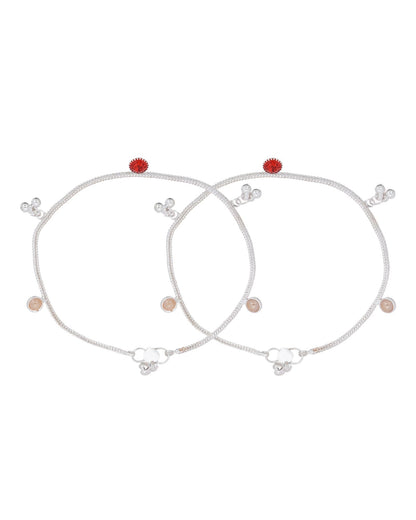 Jewels Nest Silver Charm Anklet For Women
