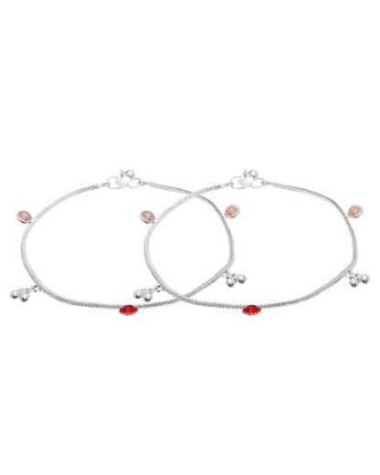 Jewels Nest Silver Charm Anklet For Women