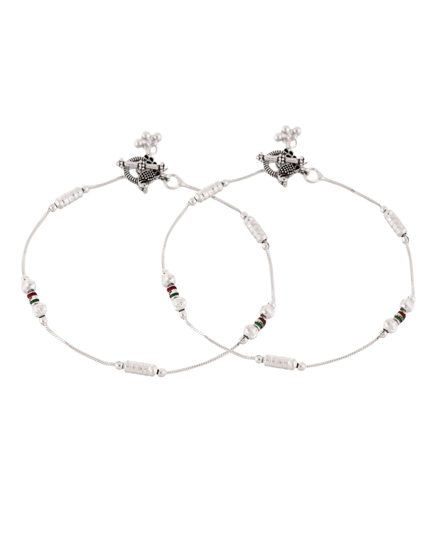 Jewels Nest Silver Plated Minimal Charm Adjustable Anklet For Women