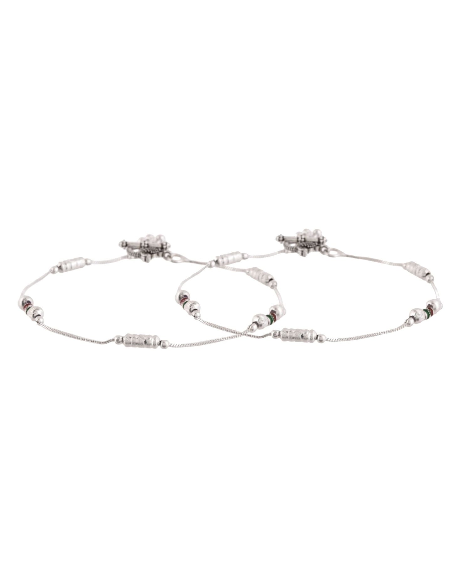 Jewels Nest Silver Plated Minimal Charm Adjustable Anklet For Women