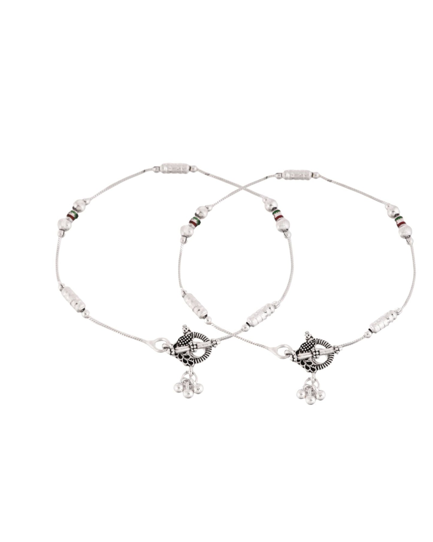 Jewels Nest Silver Plated Minimal Charm Adjustable Anklet For Women