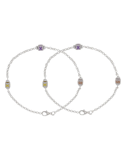 Jewels Nest Playful Alphabet Charm Silver Anklet With Pastel Letter Beads