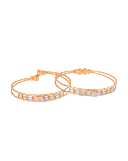 Jewels Nest Gold-Toned Stone Studded Openable Bangles For Women
