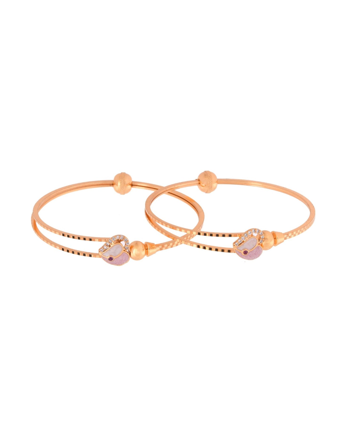 Jewels Nest Gold-Toned Stone Accent Openable Bangles For Women