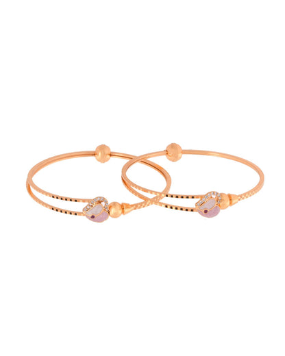 Jewels Nest Gold-Toned Stone Accent Openable Bangles For Women