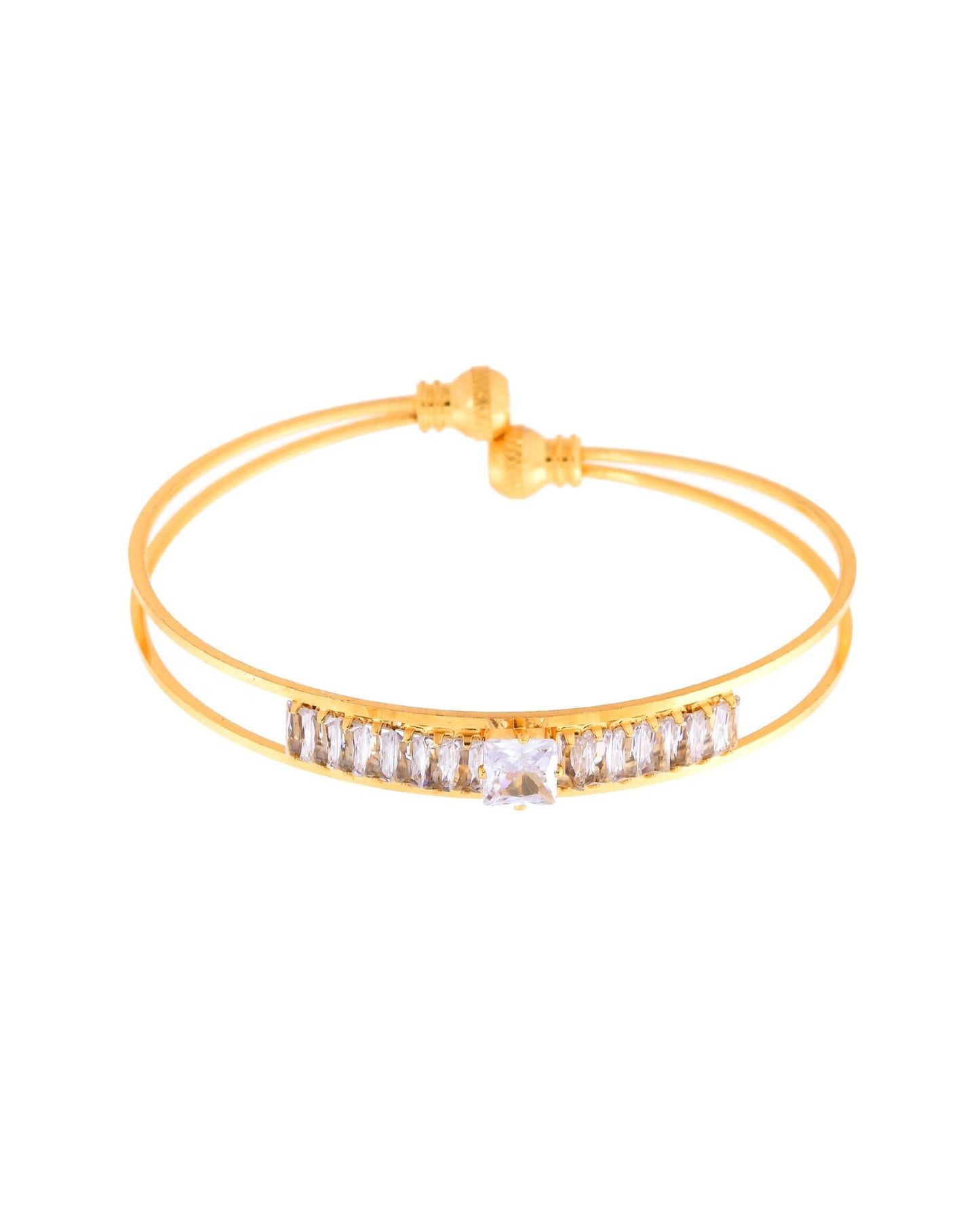 Jewels Nest Gold-Toned Crystal Studded Openable Bangles For Women