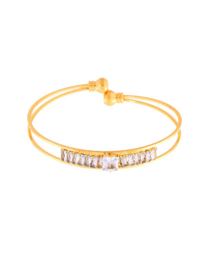 Jewels Nest Gold-Toned Crystal Studded Openable Bangles For Women