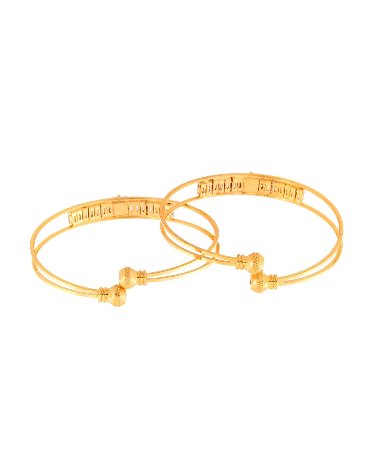 Jewels Nest Gold-Toned Crystal Studded Openable Bangles For Women