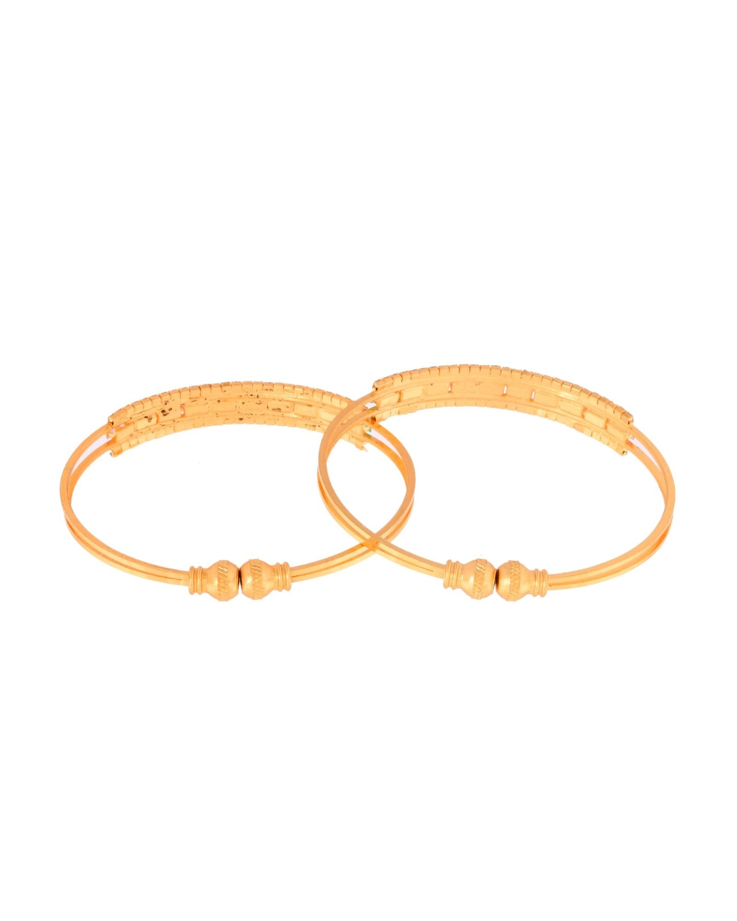 Jewels Nest Gold-Toned Dual Stone Crystal Detail Openable Bangles For Women