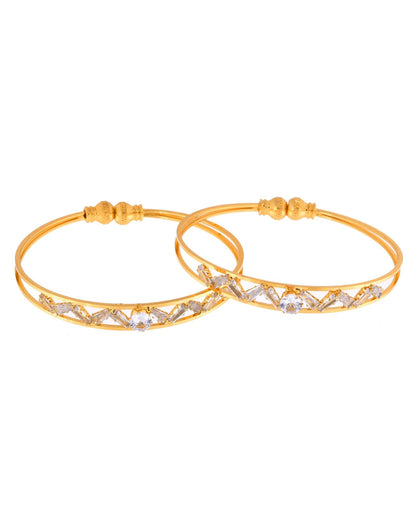Jewels Nest Gold-Plated Crystal Studded Adjustable Bangle Set For Women