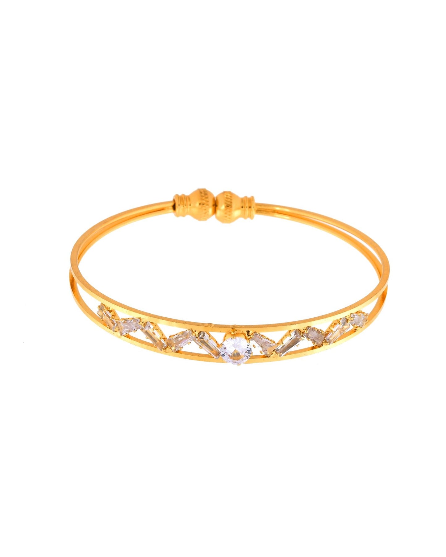 Jewels Nest Gold-Plated Crystal Studded Adjustable Bangle Set For Women