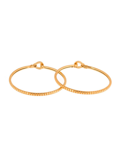 Jewels Nest Gold-Plated Textured Bangle Set With Crystal Accent For Women