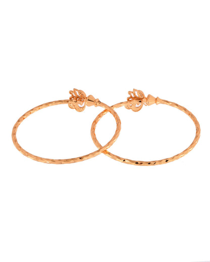 Jewels Nest Gold-Plated Textured Bangle Set With Butterfly Motif For Women