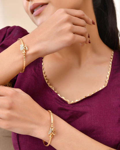 Jewels Nest Gold Plated Heart Charm Bangles Set For Women – Daily & Party Wear