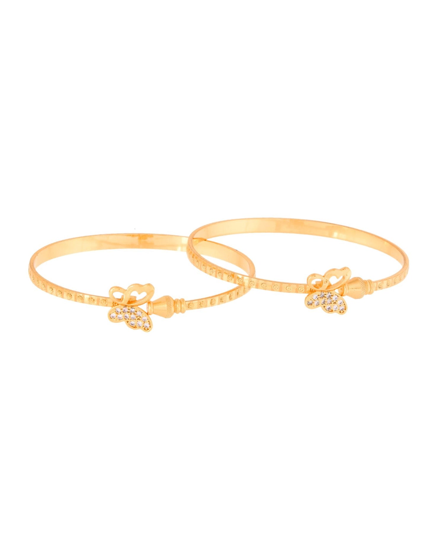 Jewels Nest Gold Plated Heart Charm Bangles Set For Women – Daily & Party Wear