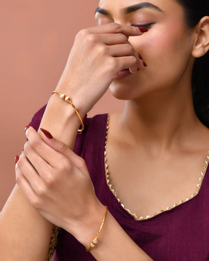 Jewels Nest Gold Plated Textured Finish Bangles Set For Women – Daily Wear