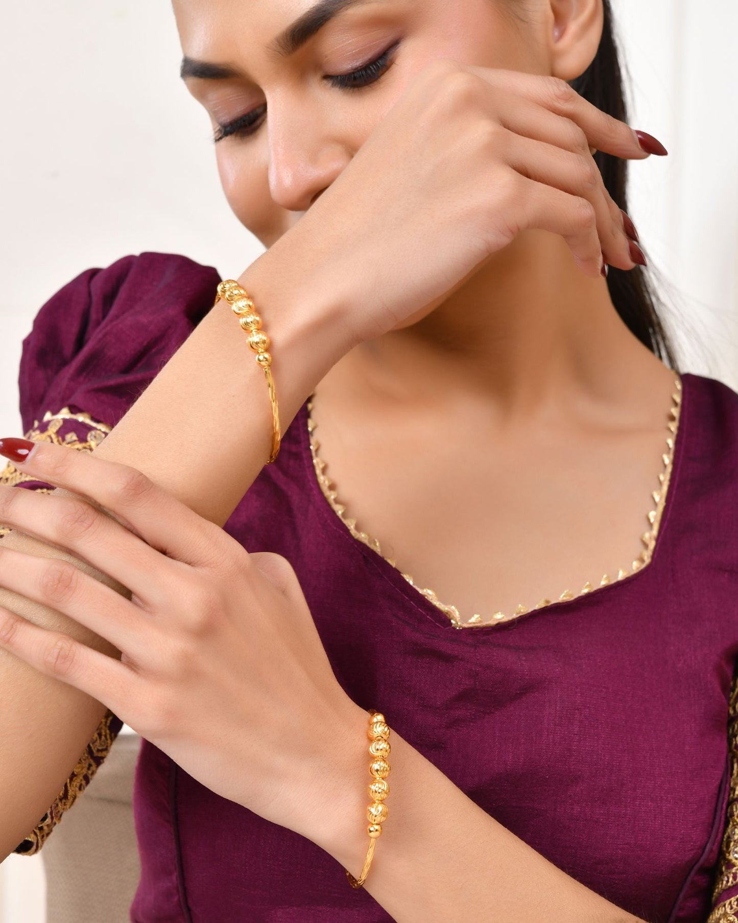 Jewels Nest Gold Plated Beaded Design Bangles Set For Women – Daily Wear