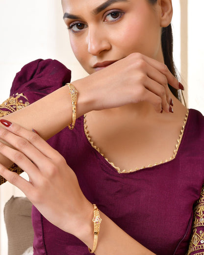 Jewels Nest Gold Plated Floral Design Bangles Set For Women – Festive & Traditional Wear