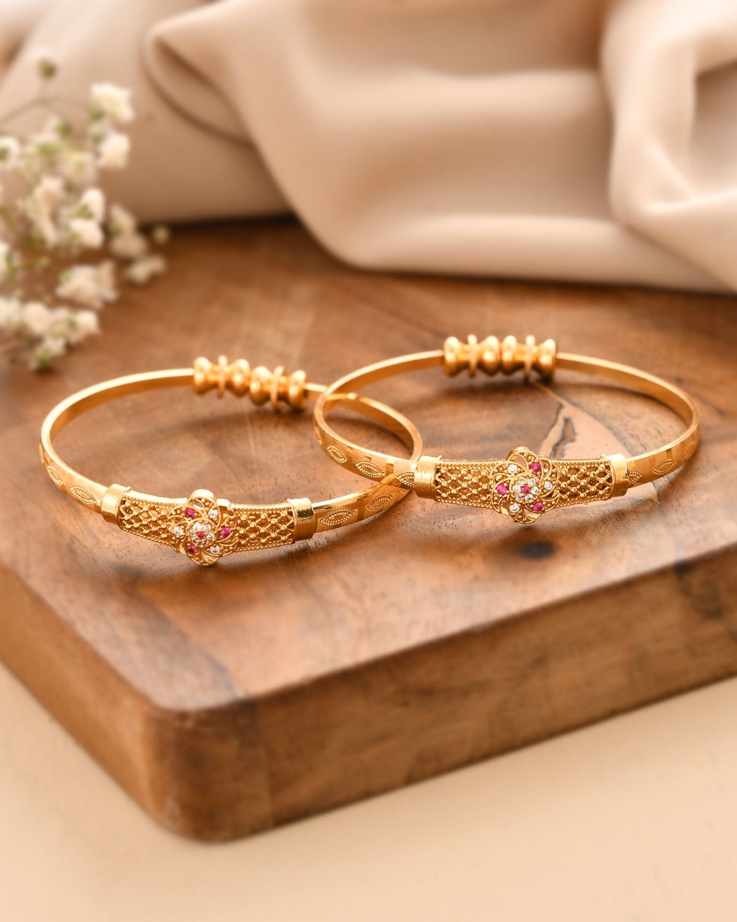 Jewels Nest Gold Plated Floral Design Bangles Set For Women – Festive & Traditional Wear