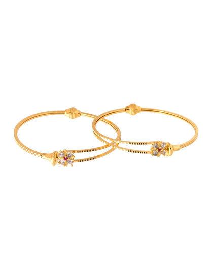 Jewels Nest Gold Plated Floral Stone Bangles Set For Women – Traditional Festive Jewellery