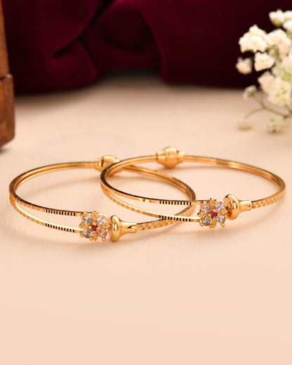 Jewels Nest Gold Plated Floral Stone Bangles Set For Women – Traditional Festive Jewellery