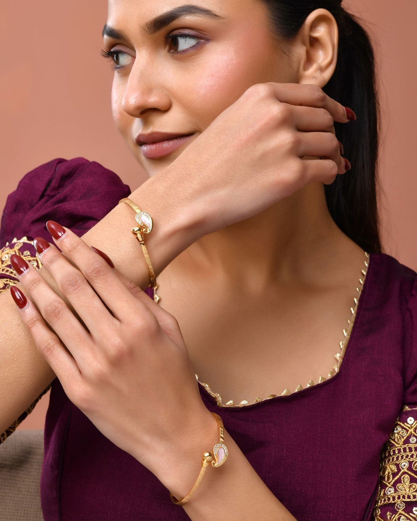 Jewels Nest Gold Plated Paisley Design Bangles Set For Women – Elegant Daily & Festive Wear