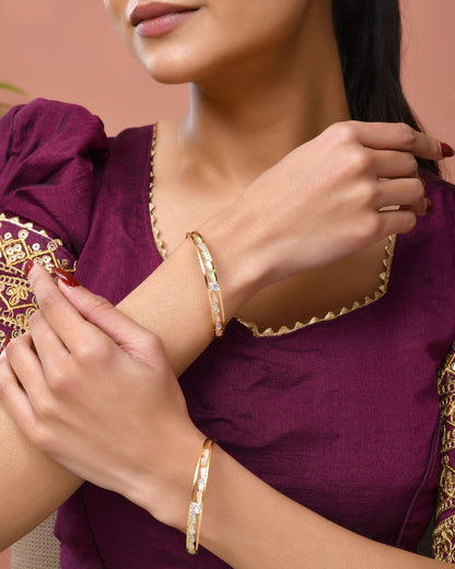 Jewels Nest Gold Plated Crystal Studded Bangles Set For Women – Elegant Festive Wear