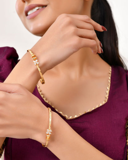 Jewels Nest Gold Plated Floral Crystal Bangles Set For Women – Elegant Party & Festive Wear