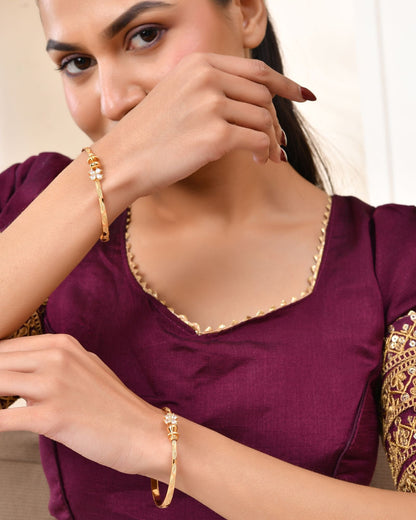 Jewels Nest Gold Plated Floral Crystal Bangles Set For Women – Elegant Party & Festive Wear