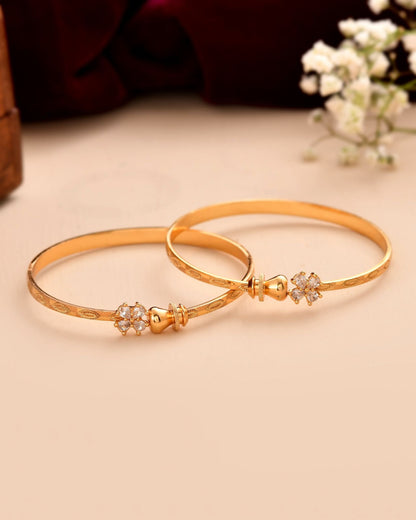 Jewels Nest Gold Plated Floral Crystal Bangles Set For Women – Elegant Party & Festive Wear