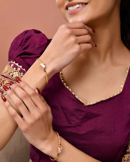 Jewels Nest Gold Plated Heart Design Bangles Set For Women – Elegant Party & Festive Wear