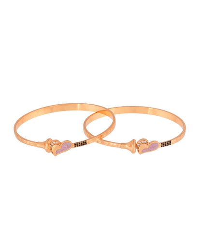 Jewels Nest Gold Plated Heart Design Bangles Set For Women – Elegant Party & Festive Wear