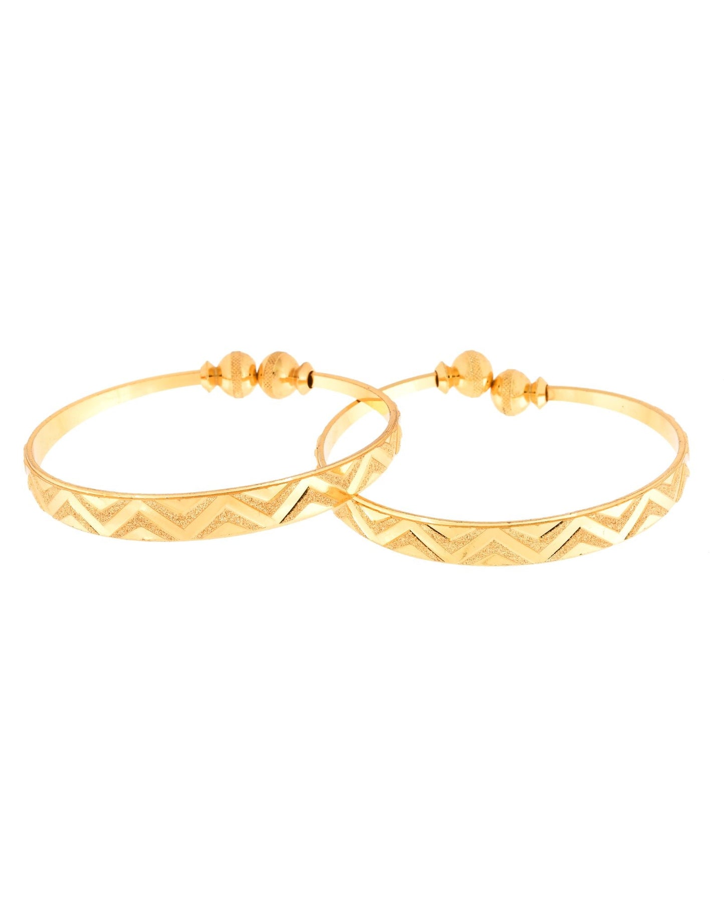 Jewels Nest Gold Plated Zig Zag Design Bangles For Women | Stylish & Lightweight Pair