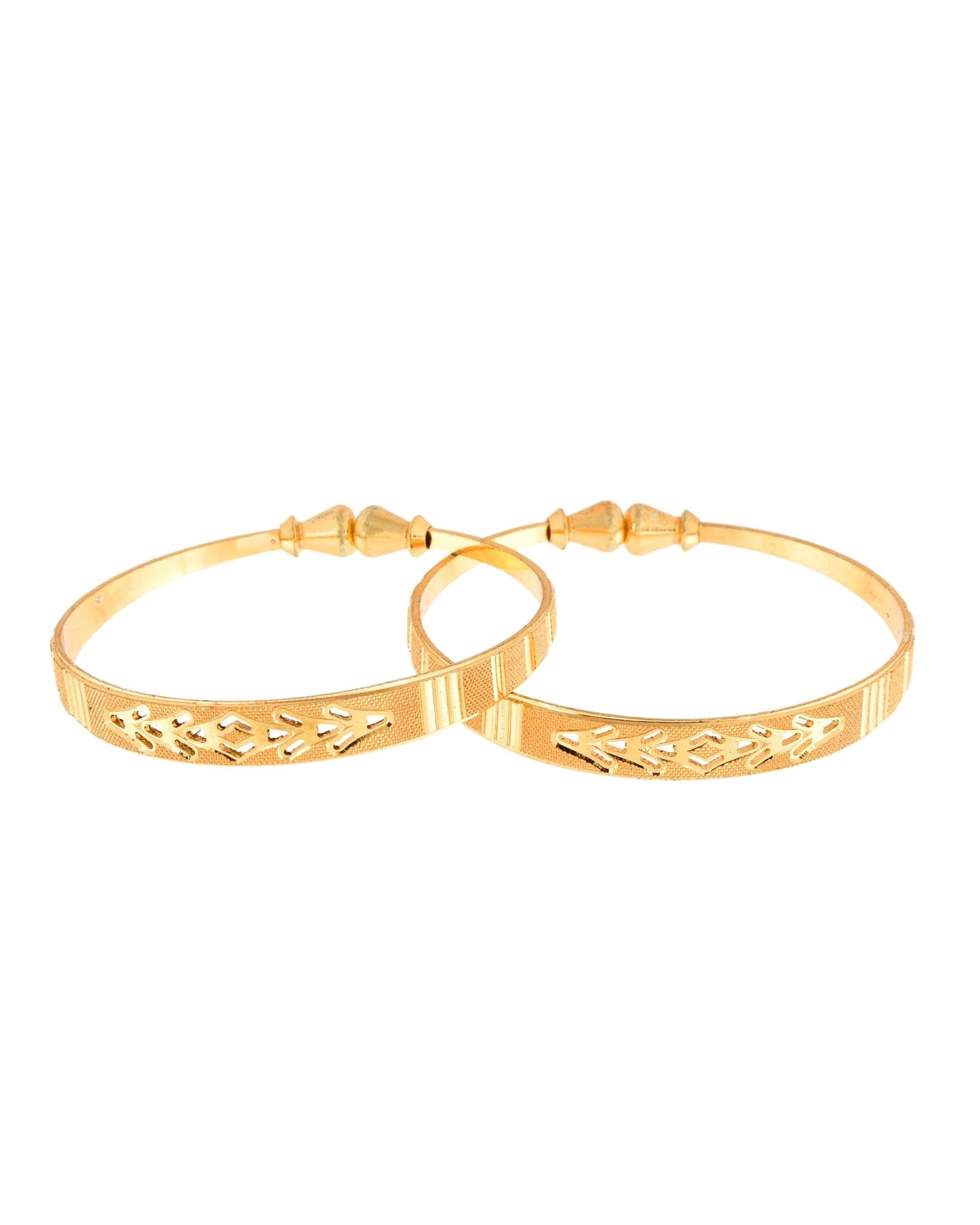 Jewels Nest Gold Plated Engraved Pattern Bangles For Women | Elegant Traditional Design Pair