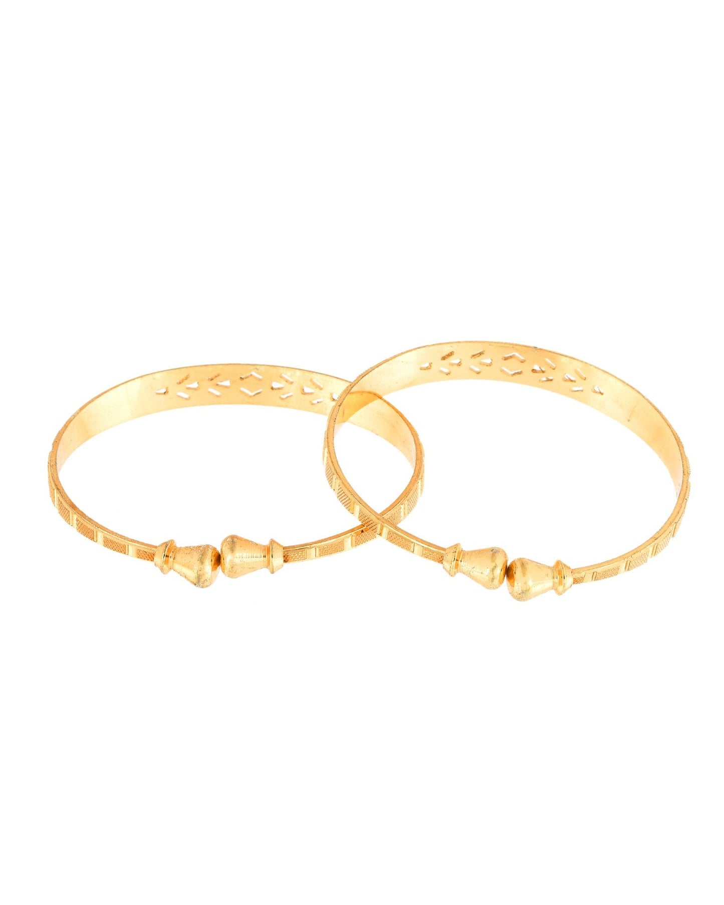 Jewels Nest Gold Plated Engraved Pattern Bangles For Women | Elegant Traditional Design Pair