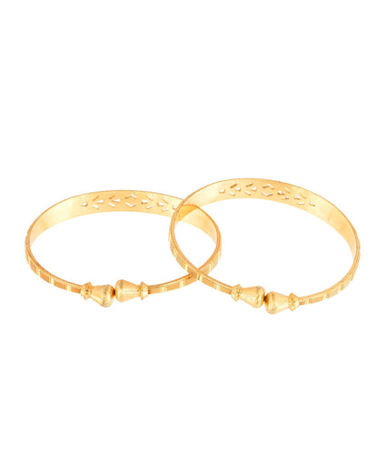 Jewels Nest Gold Plated Engraved Pattern Bangles For Women | Elegant Traditional Design Pair