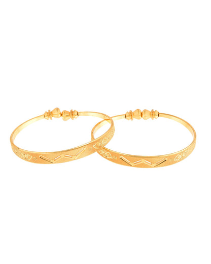 Jewels Nest Gold Plated Floral Engraved Bangles For Women | Classic Daily Wear Design Pair