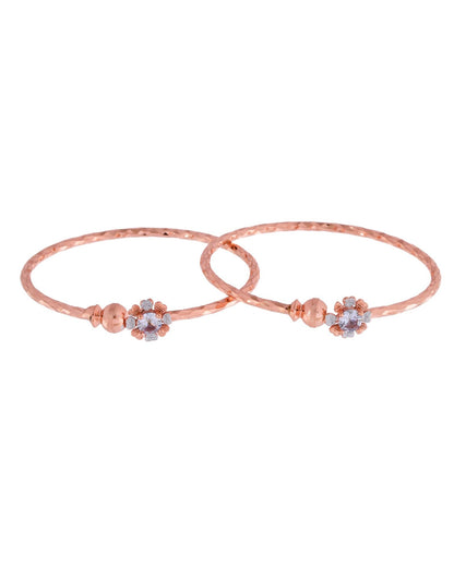 Jewels Nest Rose Gold Plated Floral Stone Bangles For Women | Elegant Daily Wear Pair