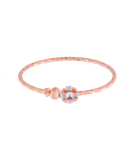 Jewels Nest Rose Gold Plated Floral Stone Bangles For Women | Elegant Daily Wear Pair