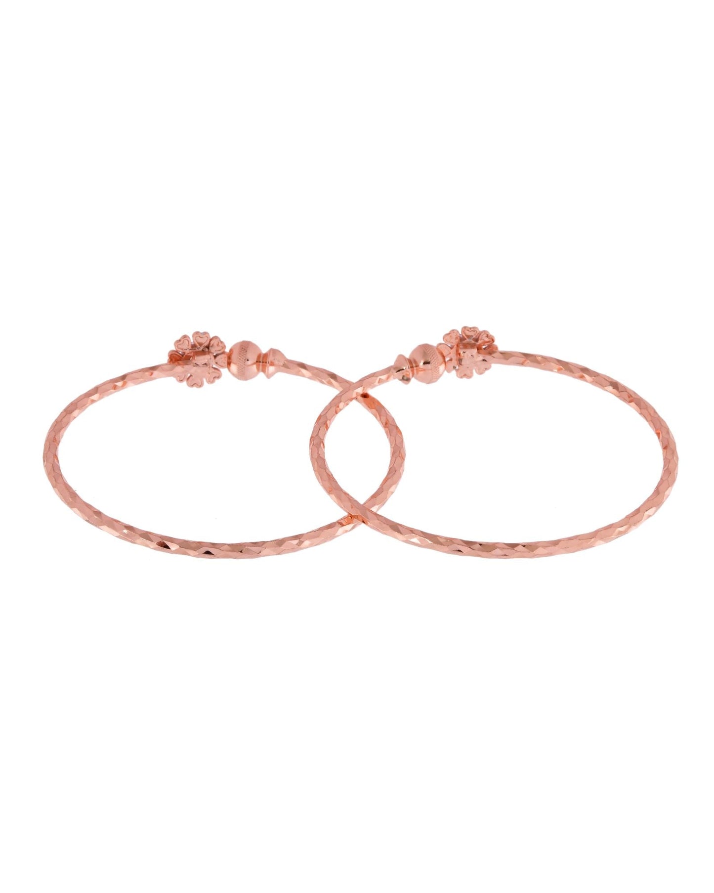 Jewels Nest Rose Gold Plated Floral Stone Bangles For Women | Elegant Daily Wear Pair