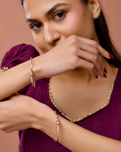 Jewels Nest Rose Gold Textured Finish Bangles For Women | Minimal Daily Wear Pair