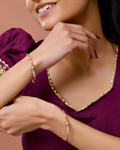 Jewels Nest Rose Gold Textured Finish Bangles For Women | Minimal Daily Wear Pair