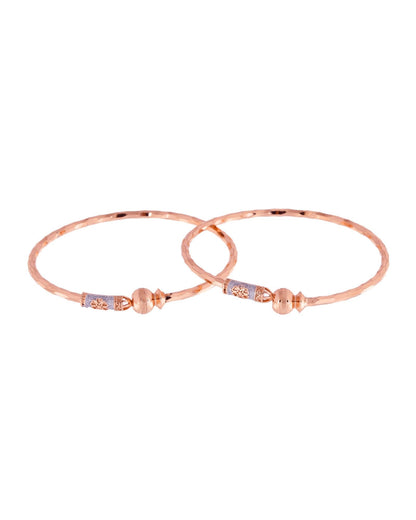Jewels Nest Rose Gold Textured Finish Bangles For Women | Minimal Daily Wear Pair